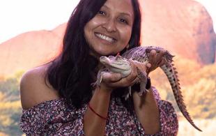 Student with a small crocodile