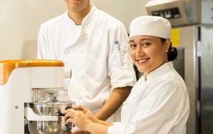 Students using catering equipment