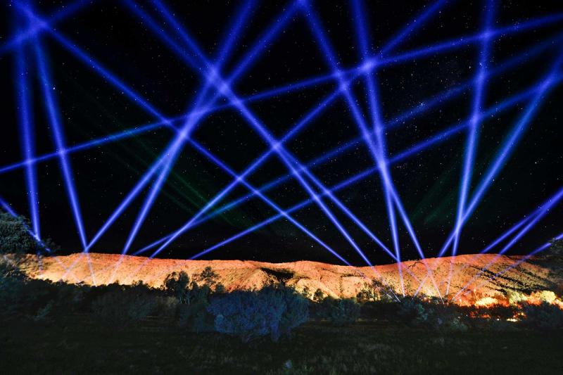 Festival of Lights - blue laser lights over Uluru